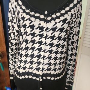 Pierri New York Monochrome Houndstooth Cardigan
